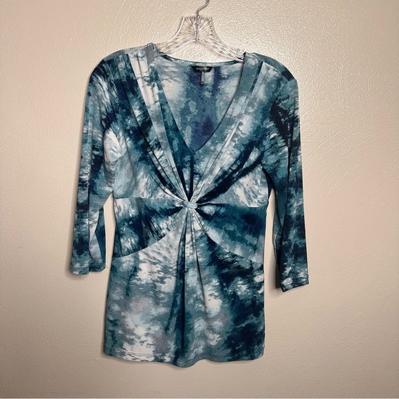 Daisy Fuentes Tops - Daisy Fuentes Teal Tie Dye Gathered Front Blouse Size Small